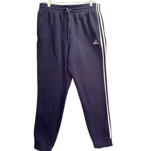 Adidas Navy Sweatpants  with White Stripes Large